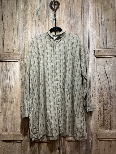 Preloved ESKANDER Grey Block Print Shirt