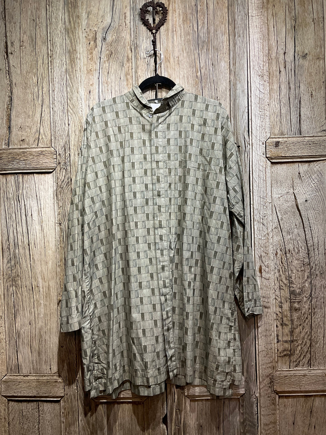 Preloved ESKANDER Grey Block Print Shirt