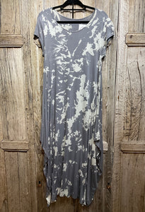 Preloved NO LABEL, Grey and White Pattern Dress