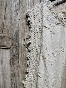 JLS Cream Embroidery Appliqué & Lace Layering Tunic Dress 1106