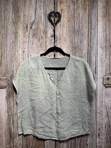 Preloved Elemente Clemente Sage Green Linen Top