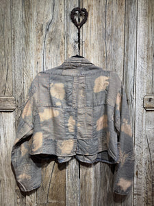 JLS Blue Grey Dip Dyed Cropped Cotton Jacket