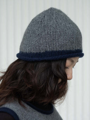 Oats & Rice Cottage Hand-Knitted Rolled Edge Beanie Grey OR25-H02