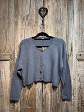 Handknits by ME Blue Recycled Denim Crop Cardigan