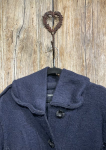 Preloved MADE IN ITALY Navy Lightweight Soft Wool Duffel Coat
