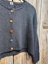 Handknits by ME Dark Grey Recycled Denim Crop Cardigan