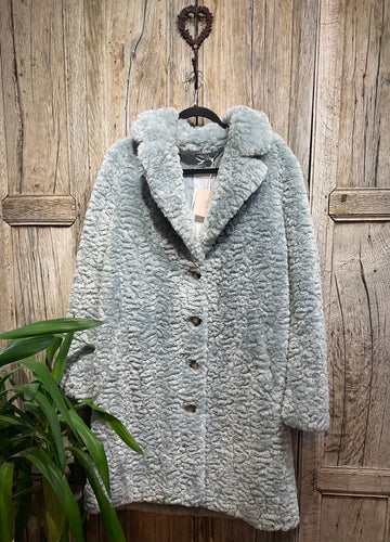 Preloved RINO & PELLE Fake Fur Coat - Pale Blue