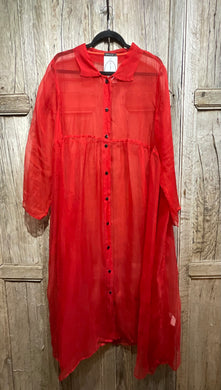 Preloved Red Silk Dress Coat