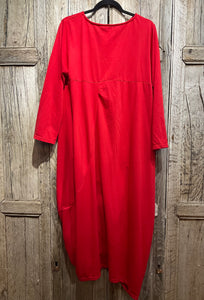 Preloved ZANZEA Long Red Dress with Zip Detail