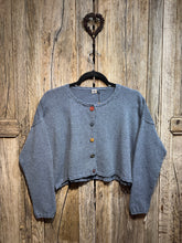 Handknits by ME Blue Recycled Denim Crop Cardigan