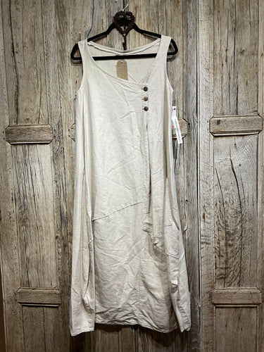 Preloved Lourdes Bergada Beige Linen Pinafore