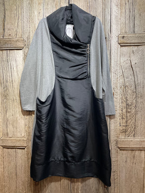Preloved MADE IN ITALY Black and Grey Jersey Mix Dress