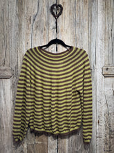Preloved Toast Green & Brown Stripe Linen Jumper
