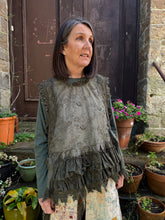 JLS Olive Embroidery Appliqué & Lace Layering Tunic Dress 1106