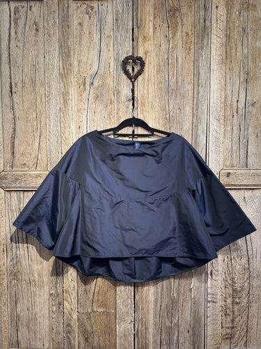 Preloved Officinae Navy Taffeta Top