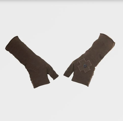 Plü Brown Jersey Fingerless Gloves AW25