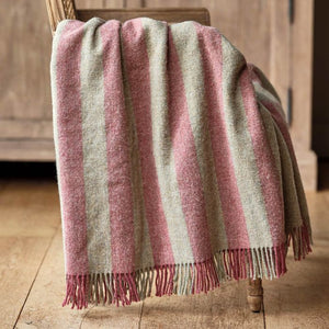 Large Rose Pearl Stripe Shetland Wool Throw