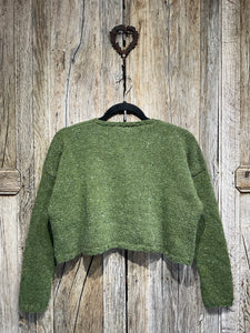 Handknits by ME Green Crop Wool and Mohair Cardigan