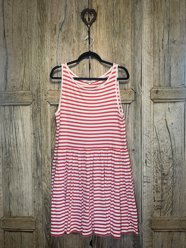 Preloved Cabbages and Roses Red and White Stripe Dress