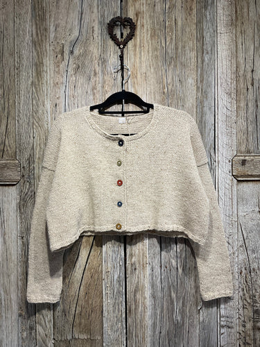Handknits by ME Sand Crop Wool and Mohair Cardigan