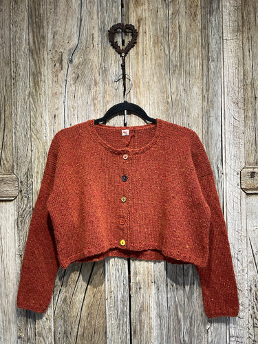 Handknits by ME Paprika Crop Wool and Mohair Cardigan