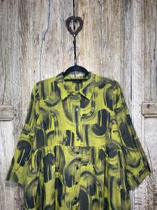 Grizas Green and Black Patterned Silk Jacket 71158-S302P116 AW23