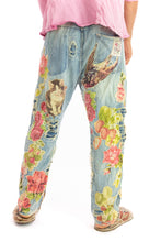 Preloved Magnolia Pearl Washed Indigo Floral Appliqué Miner Denims 371