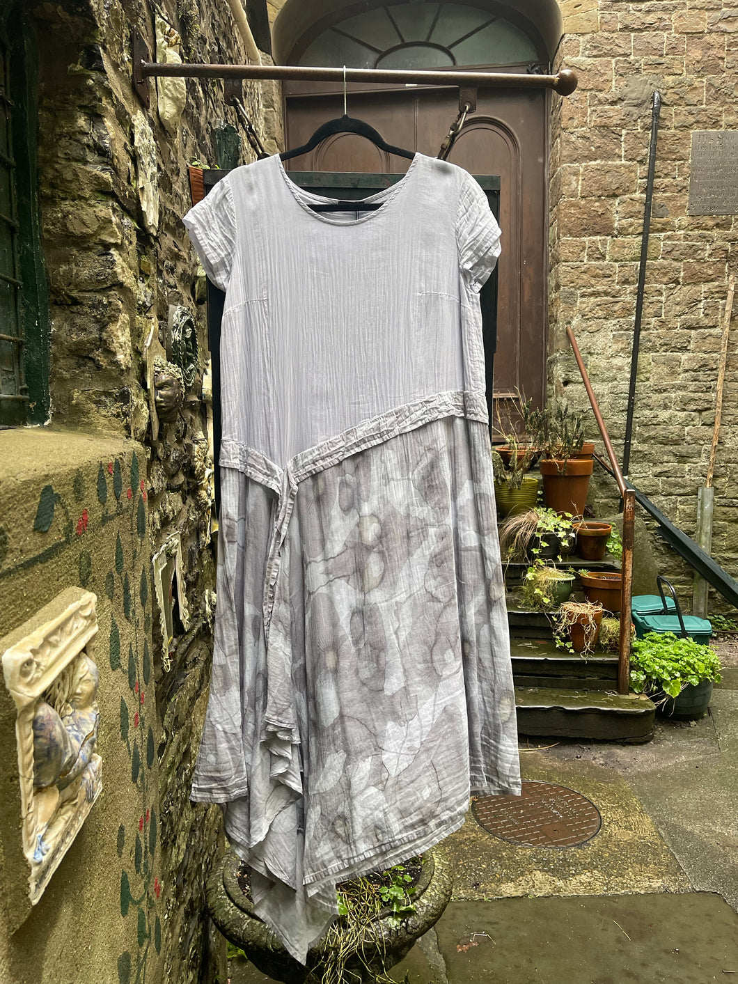 grizas silk dress GRIZAS $378 NWT Flared Dotty Royal Purple Silk Cotton Dress Sz Large Lithuania
