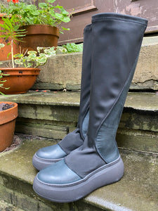 Lofina Platform Stretch Fabric & Leather Boot 21-225