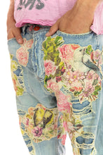 Preloved Magnolia Pearl Washed Indigo Floral Appliqué Miner Denims 371
