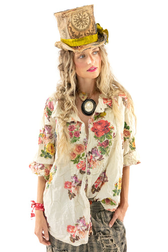 Magnolia Pearl Preloved Moonlight Appliqué Freydis Shirt 1209