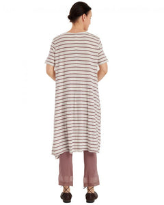 Ewa I Walla Mauve Striped Jersey Top 44705 SS20