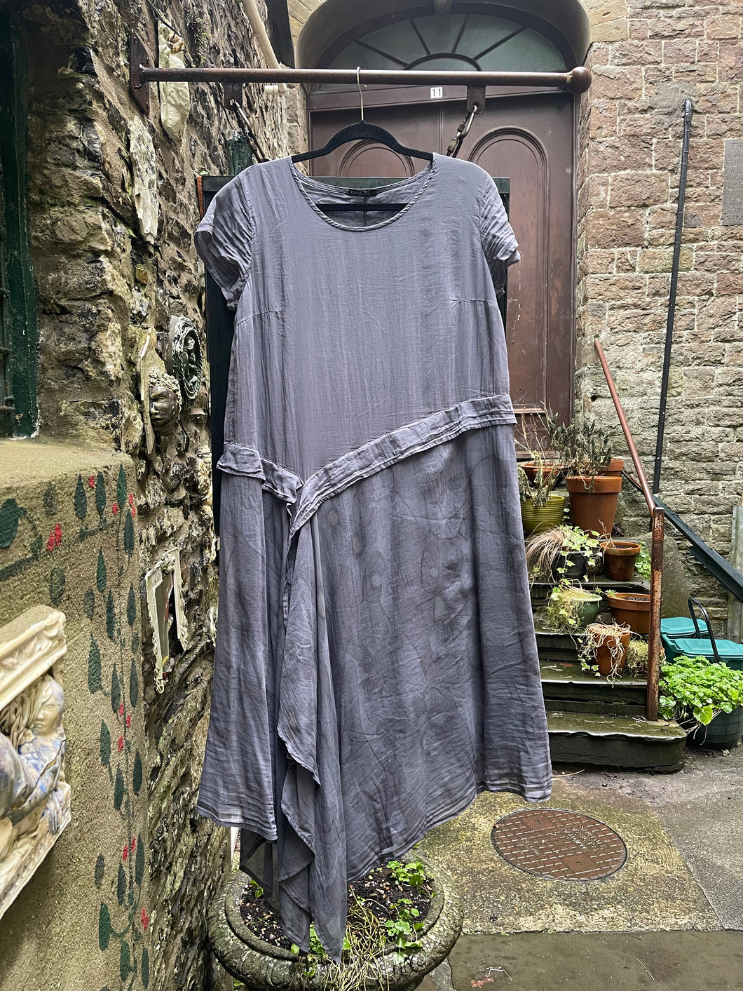 grizas silk dress Greige Crumpled Silk Chiffon Dress 3XL