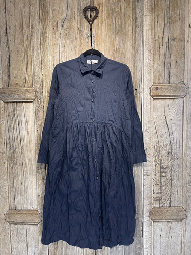 Amici Deep Blue Tiered Waist Organic Cotton Shirt Dress 209519 SS23