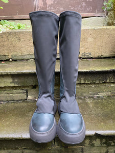 Lofina Platform Stretch Fabric & Leather Boot 21-225