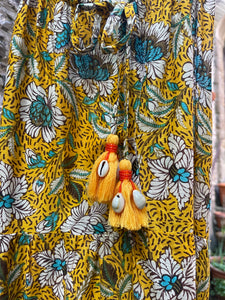 Preloved Unbranded Yellow Pattern Sleeveless Dress