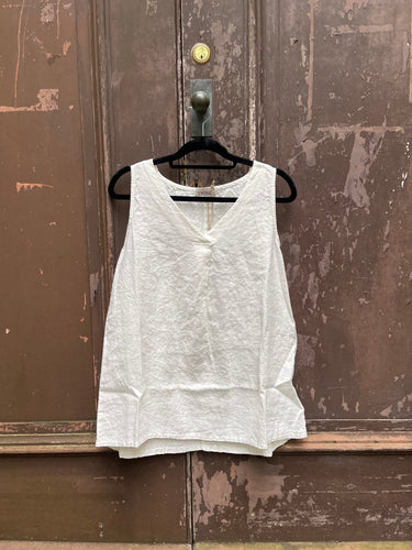 THING Off White Sleeveless Linen Top 6530 SS23